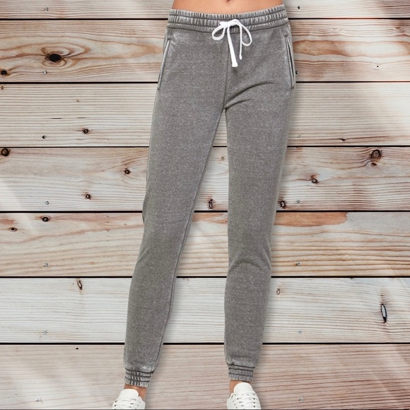 NWT Reflex Fleece Lined Heather Gray Burnout Joggers Lounge Pants - Soft & Cozy - Picture 2 of 2
